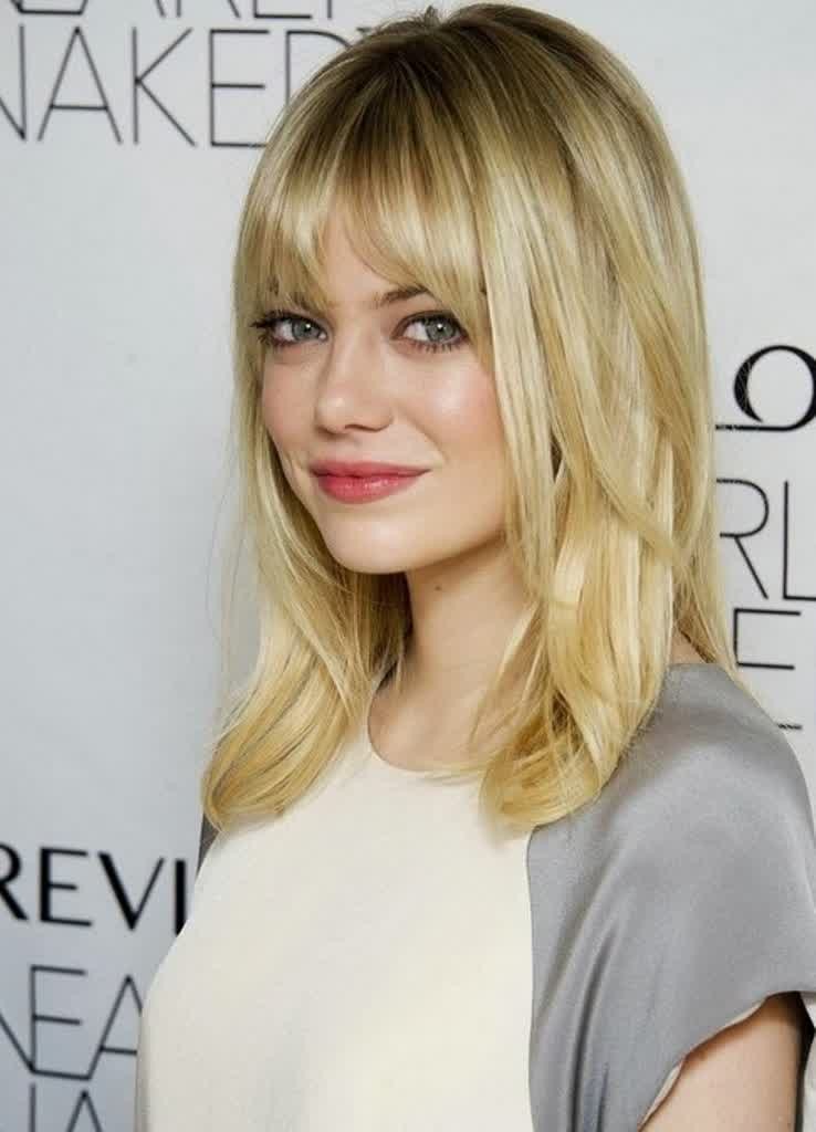 Top 20 medium length hairstyles with bangs for round faces ...
