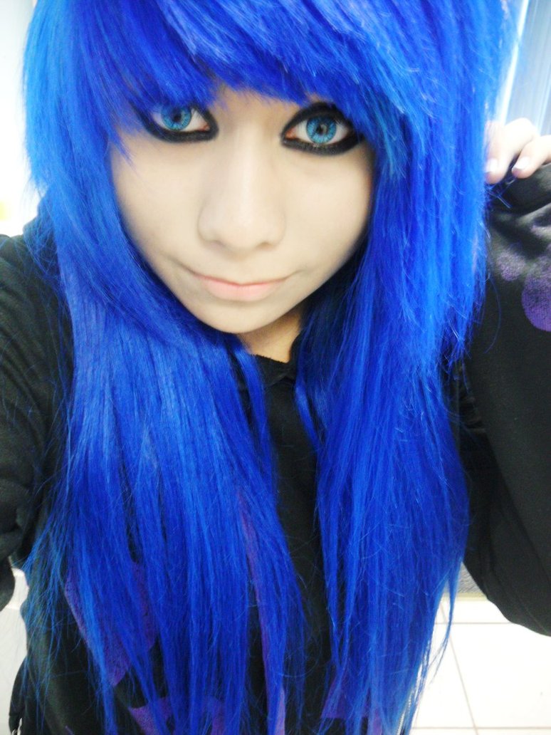 Blue haired asian