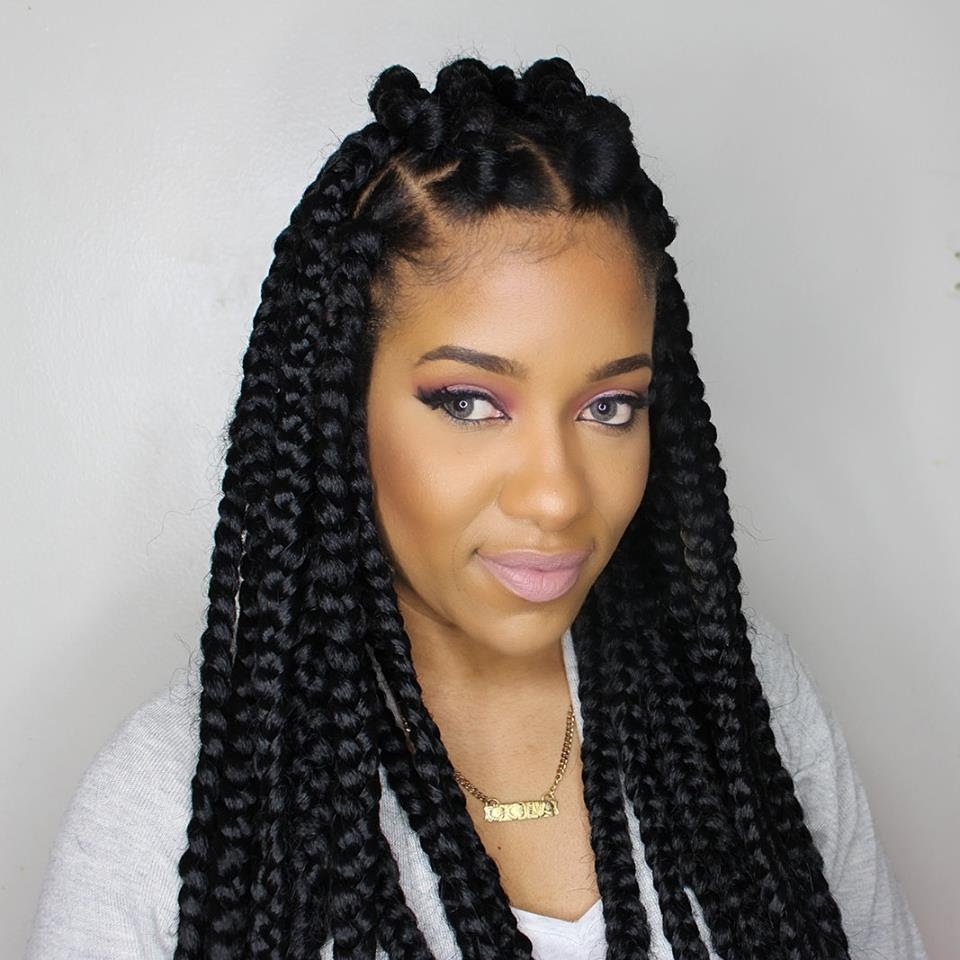 Lightskin ebony with braids flash